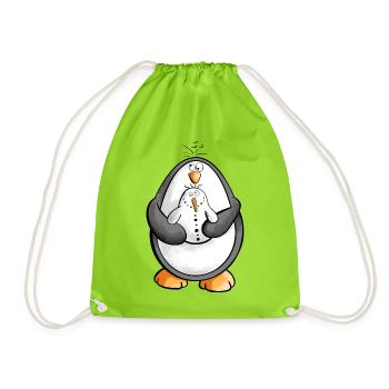 Pinguin und Schneemann sind beste Freunde - Turnbeutel - Neongrün - Vorne