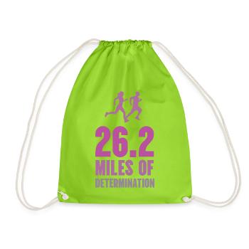 Marathon - 26,2 miles de détermination - Sac de sport léger - vert néon - Devant