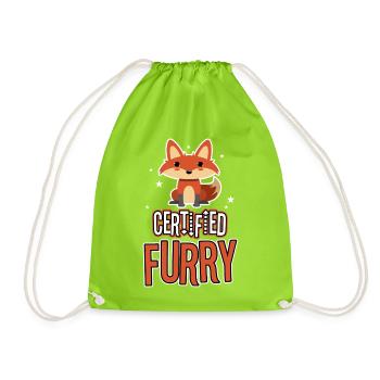 Certified furry - Drawstring Bag - neon green - Front