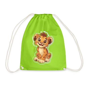Lion - Drawstring Bag - neon green - Front