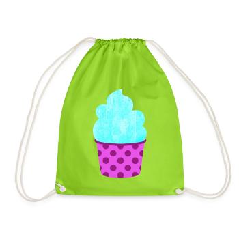 Eis Eiscreme Eiskrem Dots Punkte Softeis Sommer - Drawstring Bag - neon green - Front