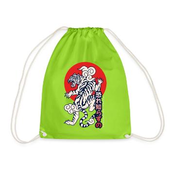 Osore Shirazuno: Fearless Tiger - Turnbeutel - Neongrün - Vorne