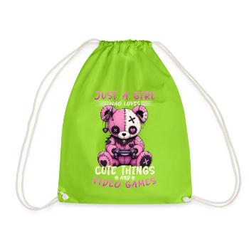 Pastel Goth Soft Goth Gaming Gamer - Drawstring Bag - neon green - Front