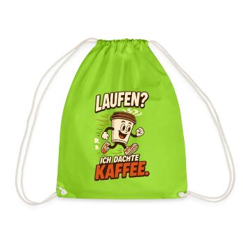 Laufen? Ich dachte Kaffee – Lustiger Spruch - Turnbeutel - Neongrün - Vorne