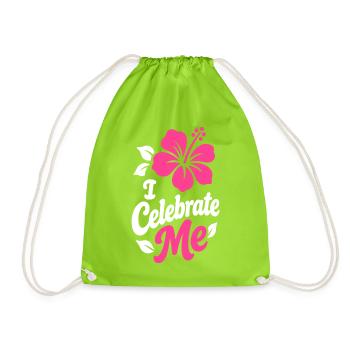 Ich feiere mein Hibiskus-Tee - Turnbeutel - Neongrün - Vorne