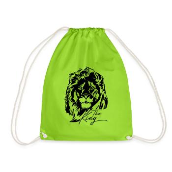 The Lion - The King Lion Head Wilsigns Africa - Drawstring Bag - neon green - Front