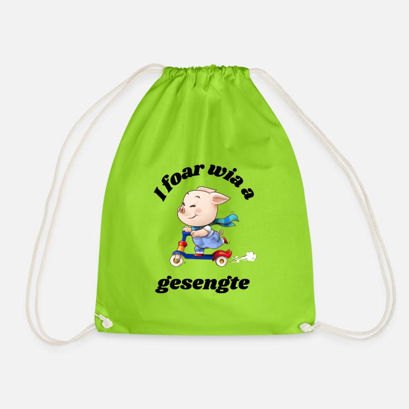 gsengte Sau - Bavarian saying - Drawstring Bag - neon green
