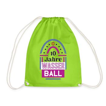 10 Jahre Wasserball Jubiläum Wasserballspielerin - Turnbeutel - Neongrün - Vorne