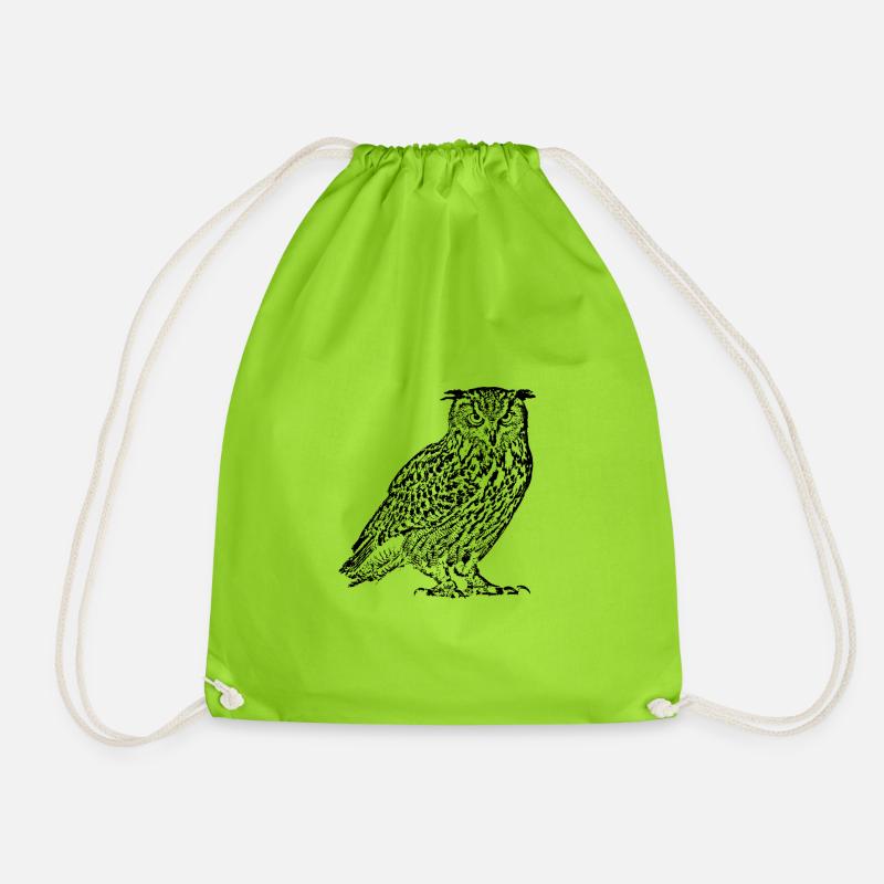 Eagle owl - Drawstring Bag - neon green
