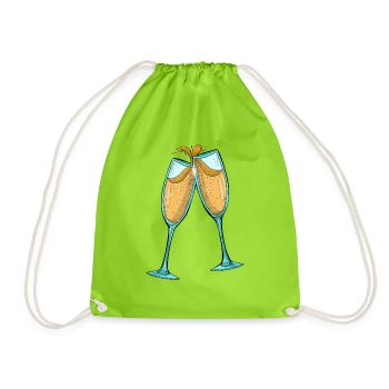 Champagnergläser / Prosit - Turnbeutel - Neongrün - Vorne