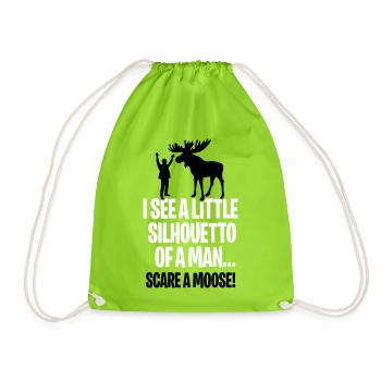 I see a little silhouetto of a man scare a Moose - Sac de sport léger - vert néon - Devant