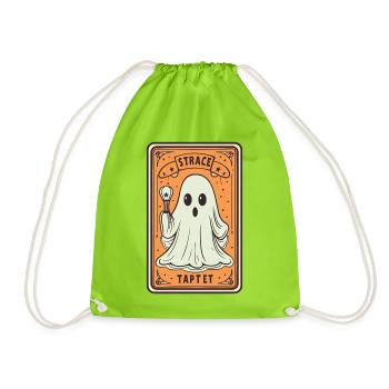 Tarot Card Ghost with Stick - Drawstring Bag - neon green - Front