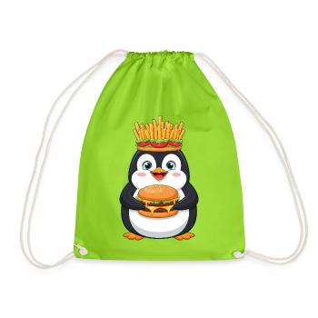 Mignon pingouin dessin animé Restauration rapide Fantaisiste Drôle - Sac de sport léger - vert néon - Devant