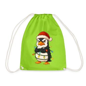 Grumpy Pinguin Weihnachten Weihnachtsmütze Lichter - Sac de sport léger - vert néon - Devant