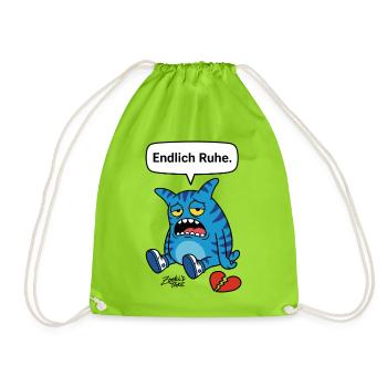 Peace at last. Separation, heartache? Zooki Monster - Drawstring Bag - neon green - Front