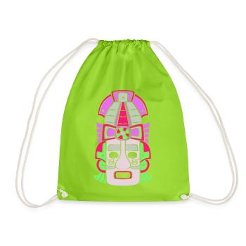 Inca Mayan calendar aztec - Drawstring Bag - neon green - Front