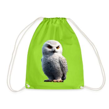 Snowy Owl White Owl Owl Owl Owl Snow Owl - Drawstring Bag - neon green - Front
