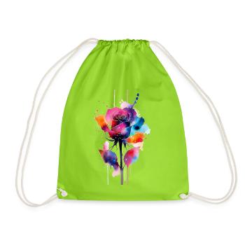 flower - Drawstring Bag - neon green - Front