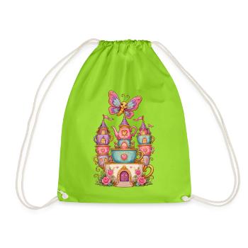 Traumcastle Tea with Butterfly - Drawstring Bag - neon green - Front
