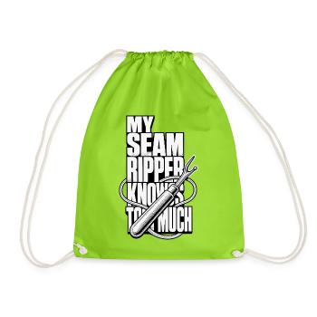 Nähen – My Seam Ripper Knows Too Much - Turnbeutel - Neongrün - Vorne