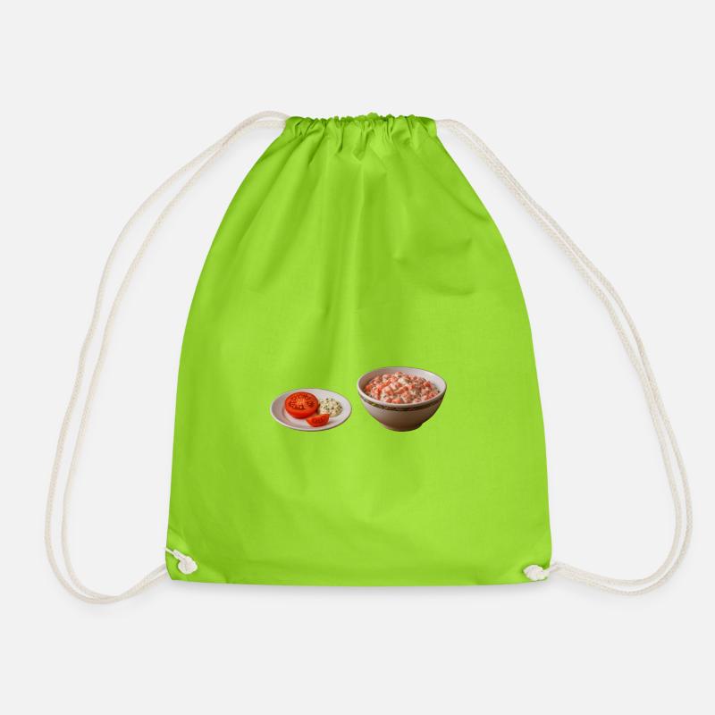 Tomato salad with sour cream - Drawstring Bag - neon green