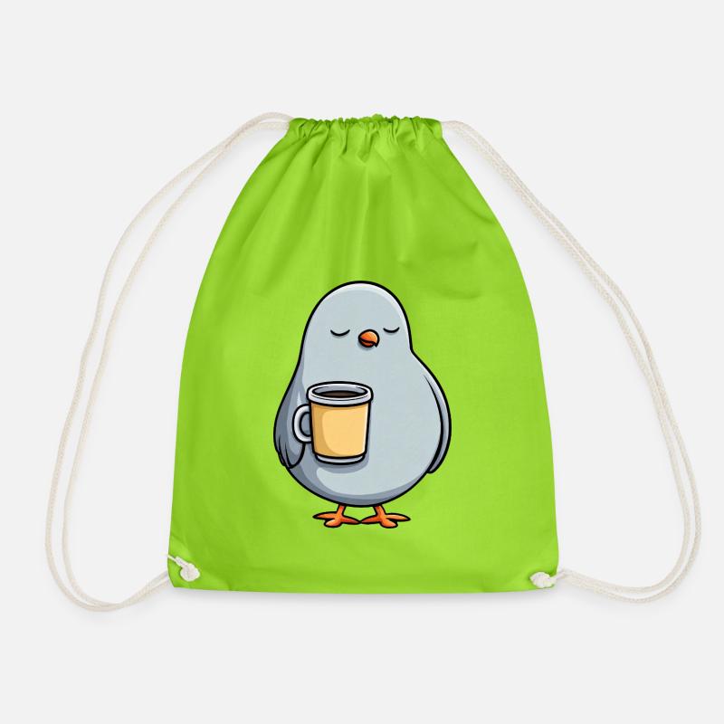 Pigeon Latte Snuggler - Drawstring Bag - neon green