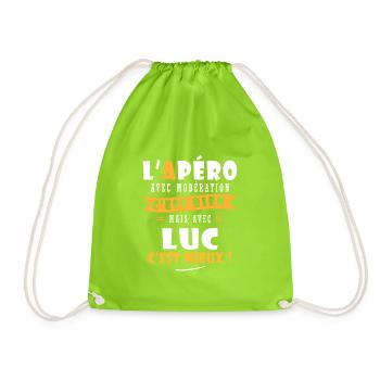 Luc Apero T shirt Humour personnalisé luc - Sac de sport léger - vert néon - Devant