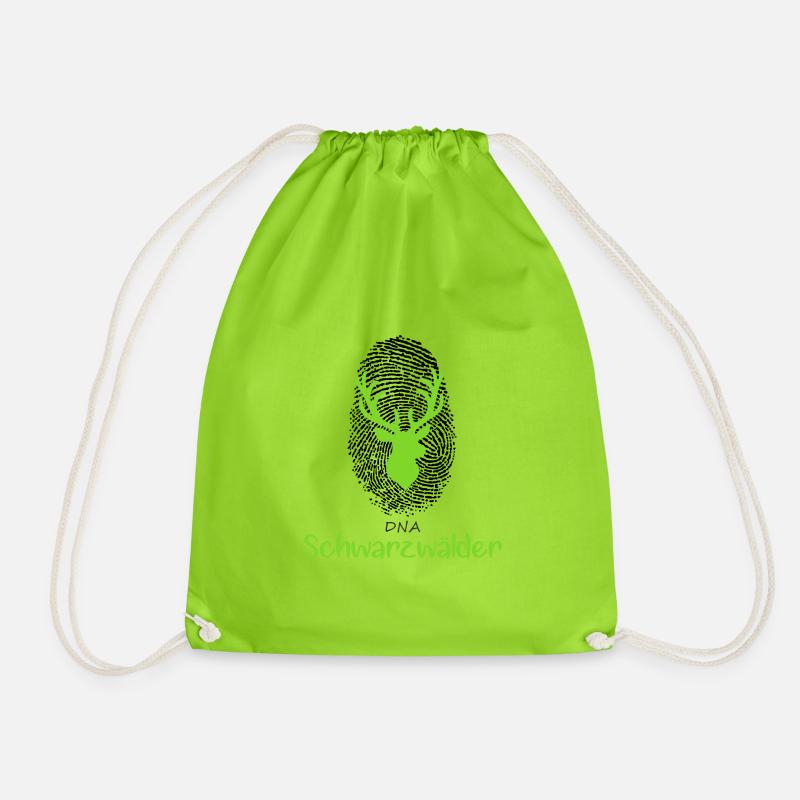 DNA Black Forest Fingerprint with Deer - Drawstring Bag - neon green
