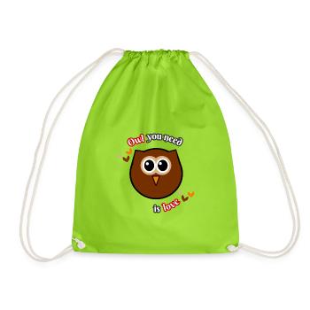 Owl love - Drawstring Bag - neon green - Front