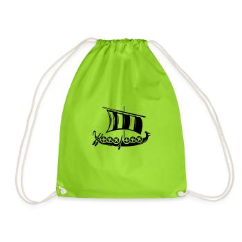 Wikinger Schiff - Turnbeutel - Neongrün - Vorne