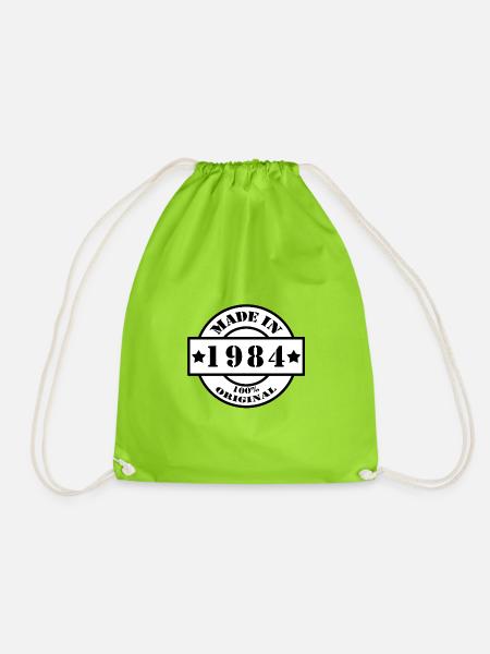 MADE IN 1984 Geburtsjahr Baujahr Jahrgang Geschenk - Turnbeutel - Neongrün