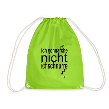 ich schnarche nicht, ich schnurrrrre - Turnbeutel - Neongrün - Vorne