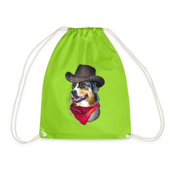 Australian Shepherd Cowboy - Drawstring Bag - neon green - Front