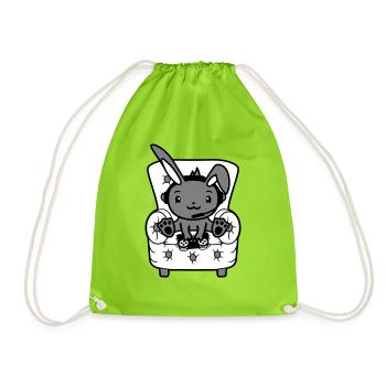 Hase spielt Controller Konsole Headset Gamer Nerd - Turnbeutel - Neongrün - Vorne