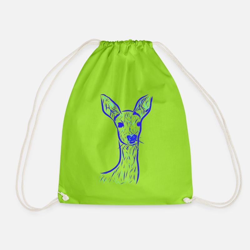 Roe deer - Drawstring Bag - neon green