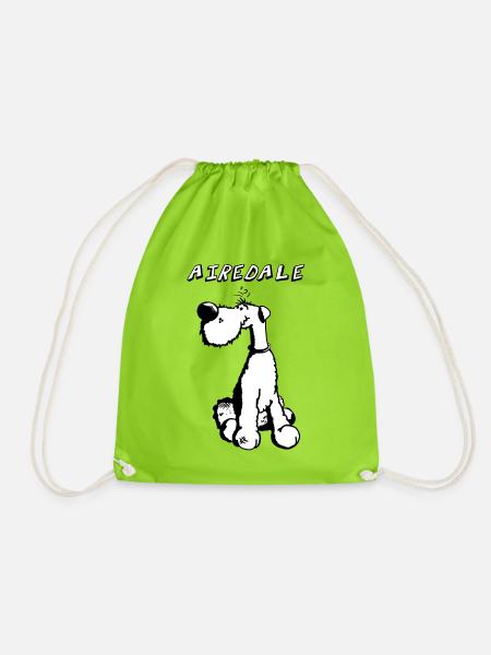 Happy Airedale Terrier - Turnbeutel - Neongrün