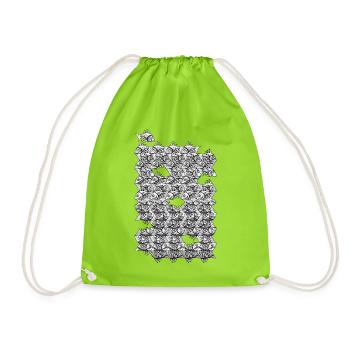 Repeated monochrome fish - Drawstring Bag - neon green - Front
