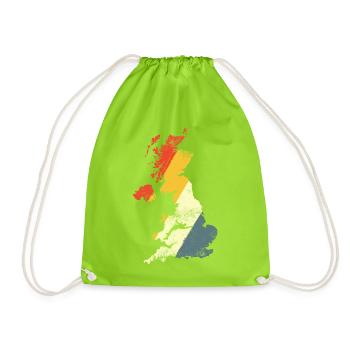 UK Map Prism Gradient - Drawstring Bag - neon green - Front