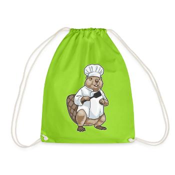 Beaver Cook Spatula Cooking - Drawstring Bag - neon green - Front