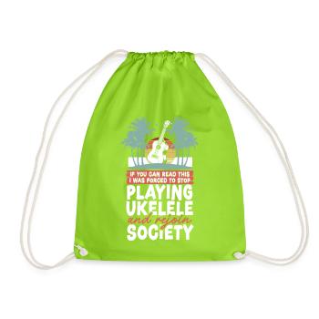 Hawaiian Ukulele Uke If You Can - Drawstring Bag - neon green - Front