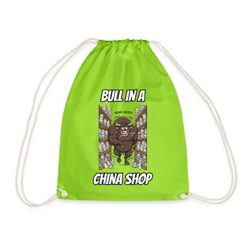 Bulle im Porzellanladen – Witzige wörtliche Idiom-Zeichentrickserie - Turnbeutel - Neongrün - Vorne