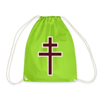 Traditionelles Lothringenkreuz – Randausgabe - Turnbeutel - Neongrün - Vorne