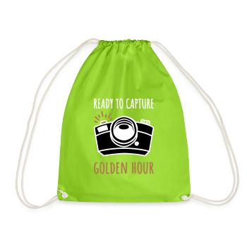 Caricature de caméra photo avec texte anglais - Sac de sport léger - vert néon - Devant