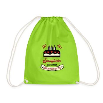 Spenglerin Geburtstag Geburtstagsoutfit Klempnerin - Turnbeutel - Neongrün - Vorne