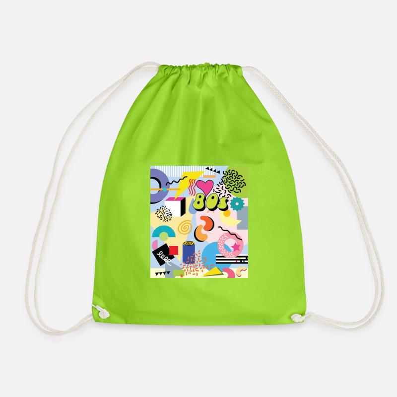 Love the 80s Memphis style - Drawstring Bag - neon green