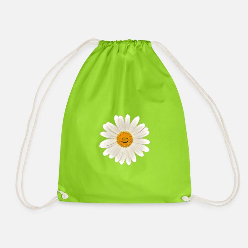 Be happy! Marguerite, flower - Drawstring Bag - neon green