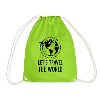 Let's travel the world - Drawstring Bag - neon green - Front
