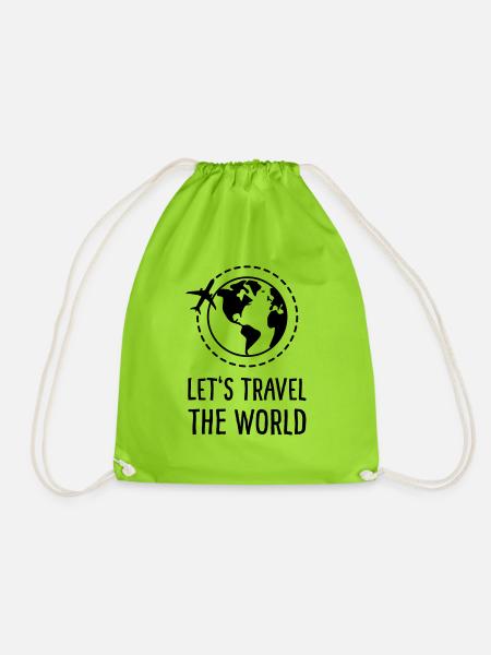 Let's Travel the World - Turnbeutel - Neongrün