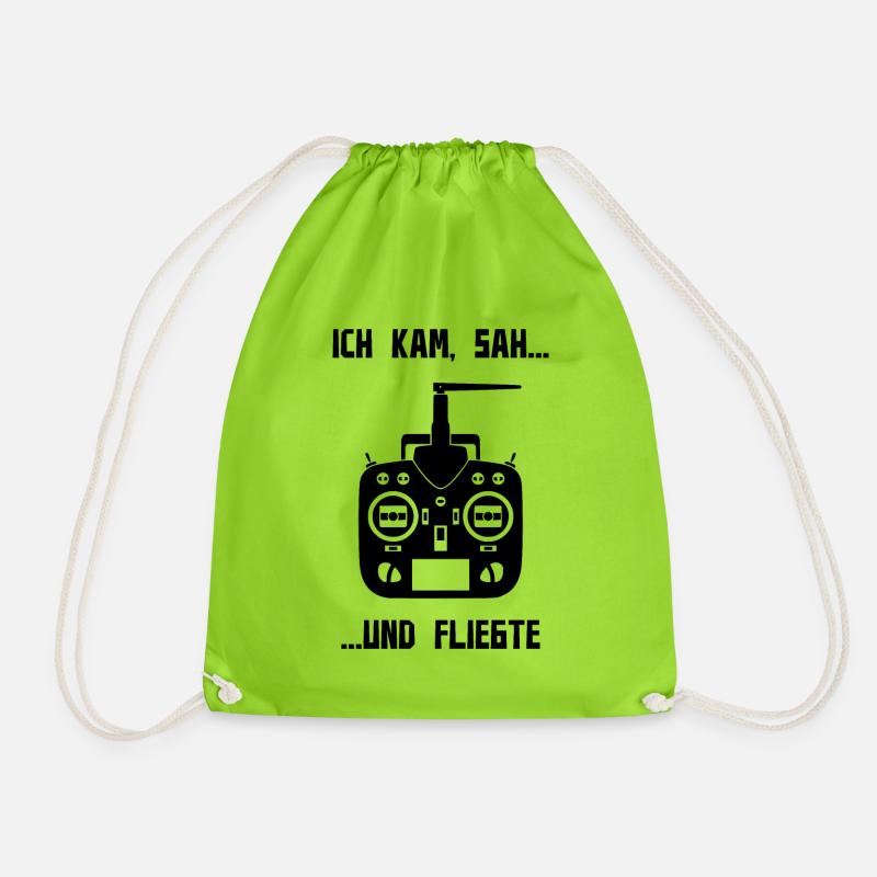 Ich kam sah und fliegte RC Pilot Hobby Geschenk - Turnbeutel - Neongrün