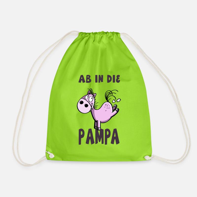 Ab in die Pampa Pferd - Turnbeutel - Neongrün
